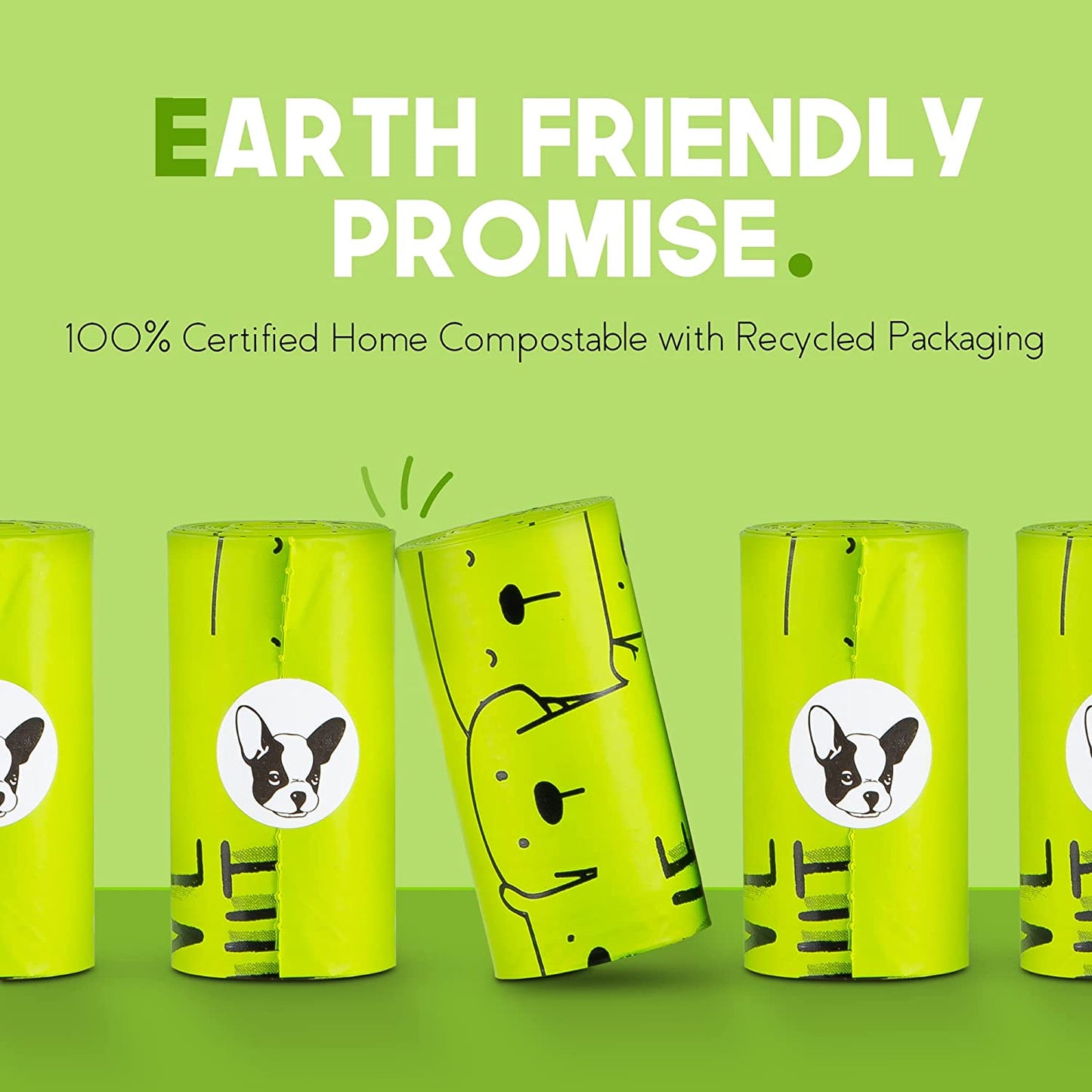 Certified Home Compostable Dog Poop Bags, 240 Plant Based Bags (16 Rolls) | NF T51-800, ASTM D6400 and EN 13432 Certified, Cornstarch Based, Extra Thick, Leak Proof, Unscented, 10% to Charity