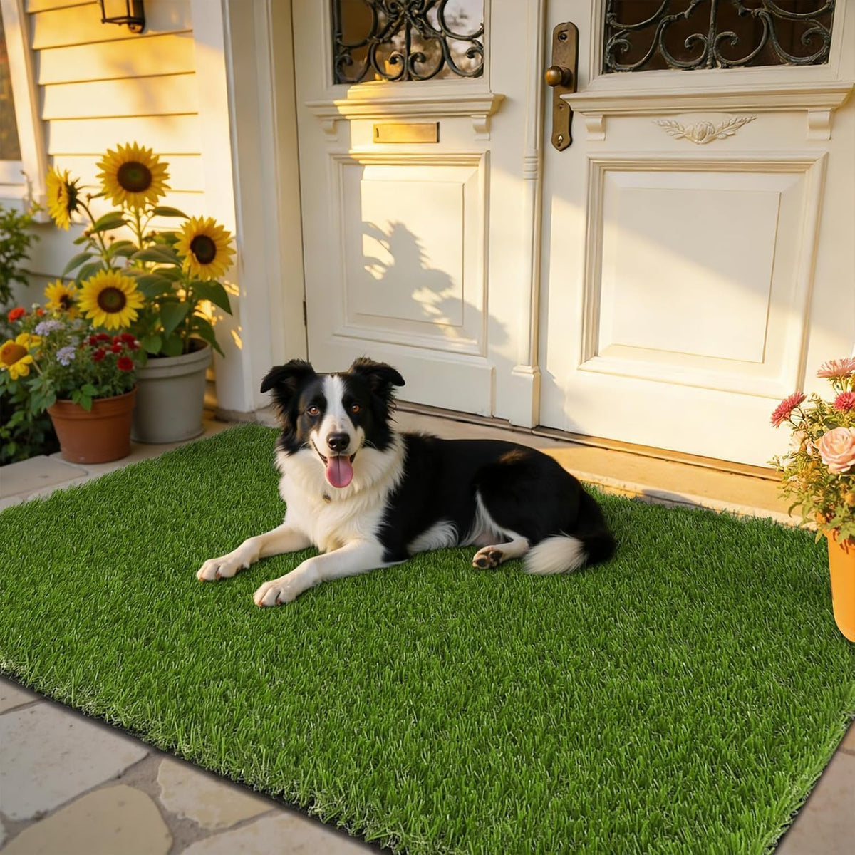HEBE Artificial Grass Turf Rug 3'X5', Fake Grass Mat with Drainage Holes