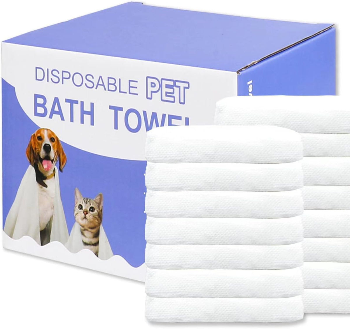 15-Pack Disposable Pet Bath Towels, Dog Drying Towels for Small Dogs & Cats