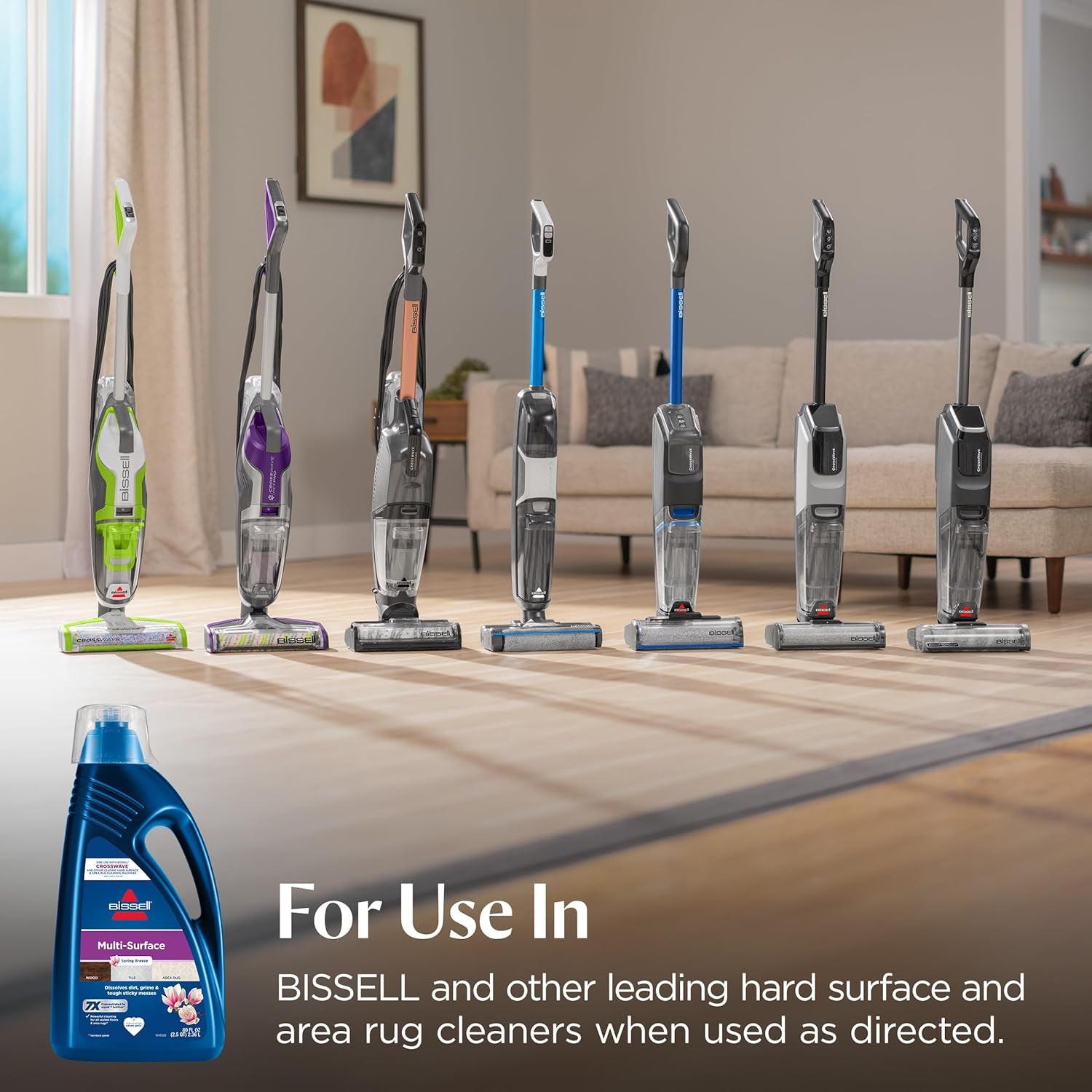 Bissell Multi-Surface Solution, for Use in Crosswave and Other Leading Hard Surface and Area Rug Cleaners, 80Oz, Dissolves Dirt, Grime, and Tough Sticky Messes