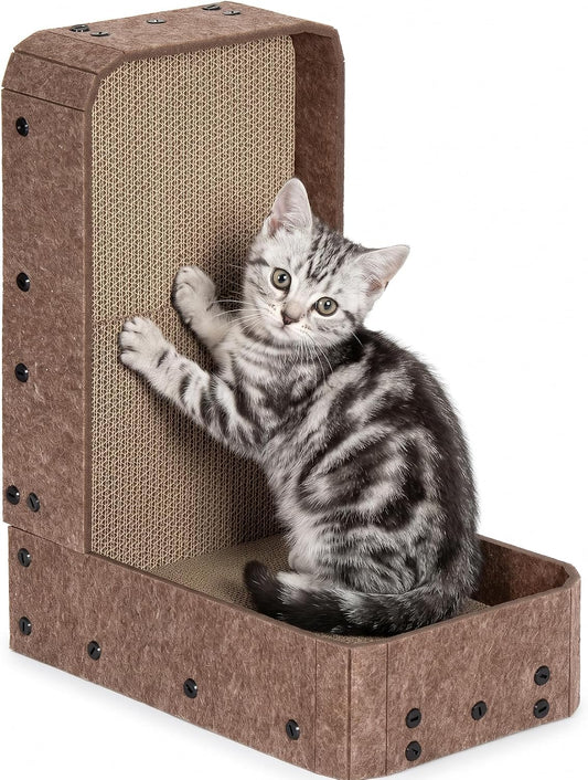 18.9" Felt Cat Scratcher with Full Enclosure Holds Scrap, Medium
