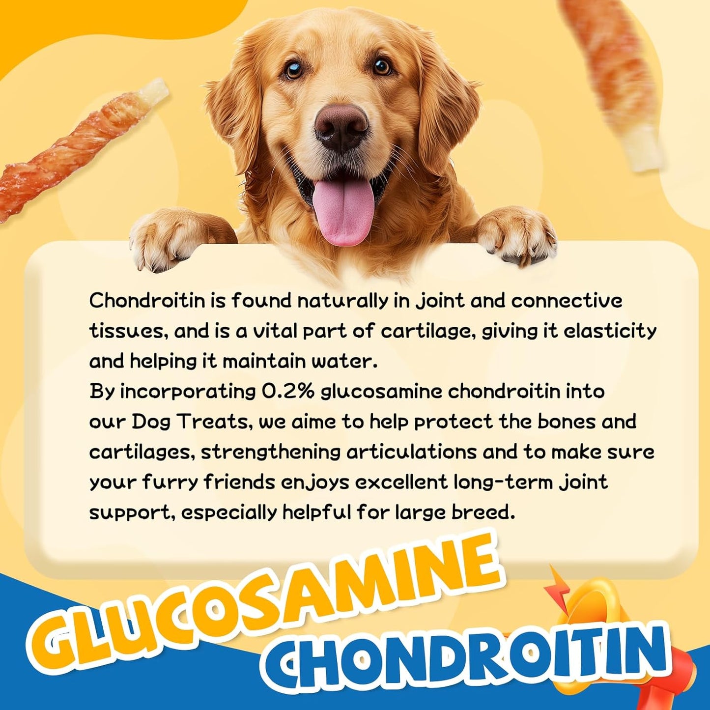 Gazeupon Soft Dog Treats, Healthy Training Treats for Dogs, Rawhide Free Snacks for Small Dogs, Chicken Wrapped Cod Sticks W/Glucosamine Chondroitin