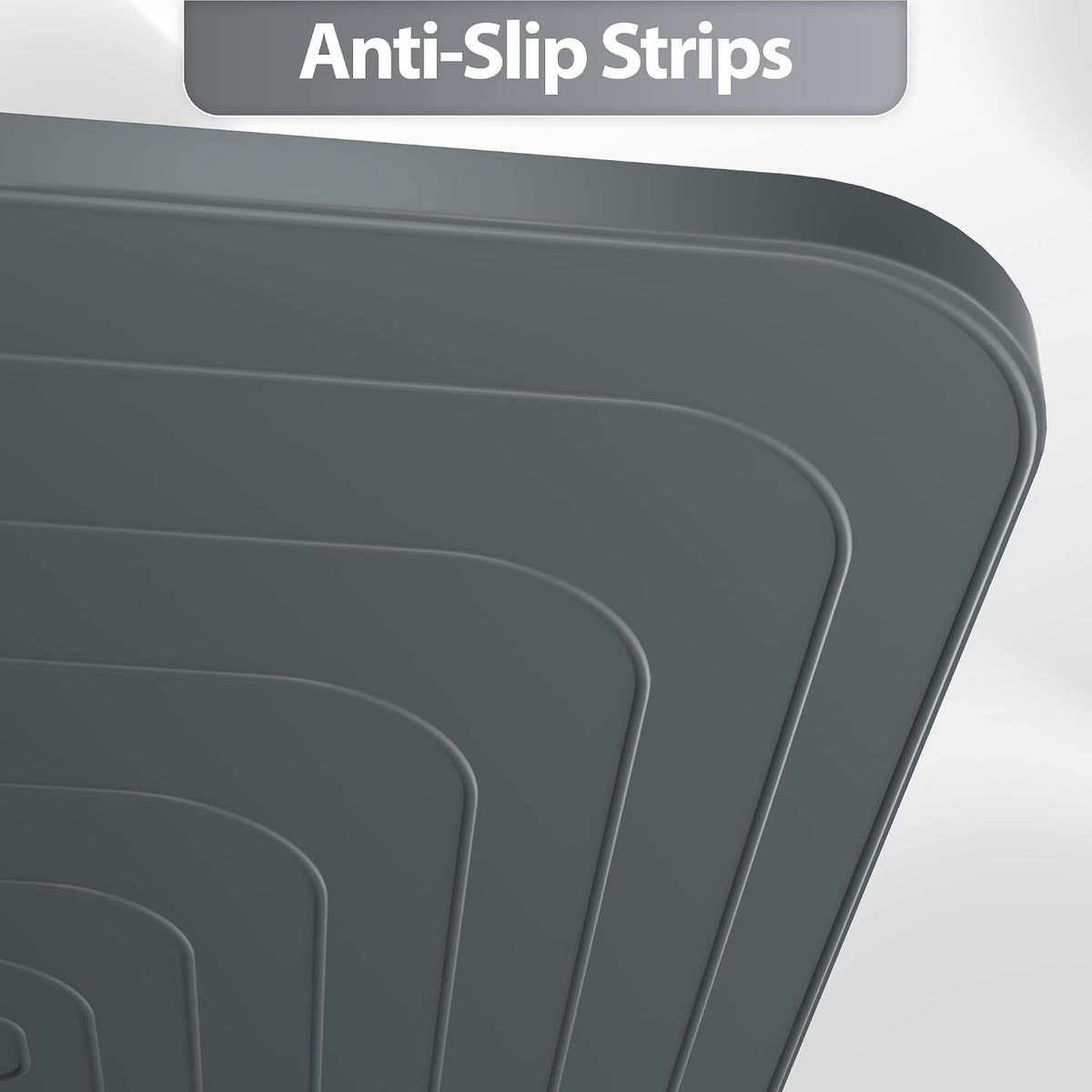 Silicone Dog Cat Food Mat Extra Thick Raised Edge, 18"X12" Gray