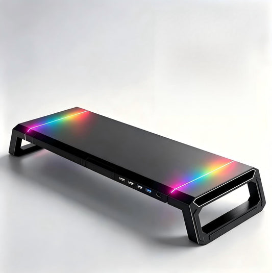 Computer Monitor Stand Riser with Storage Drawer, USB Hub, RGB