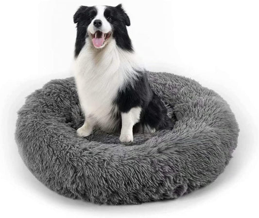 Dog Bed, Cat Calming Bed, Faux Fur Pillow Pet Donut Cuddler round Plush Bed for Large Medium Small Dogs and Cats
