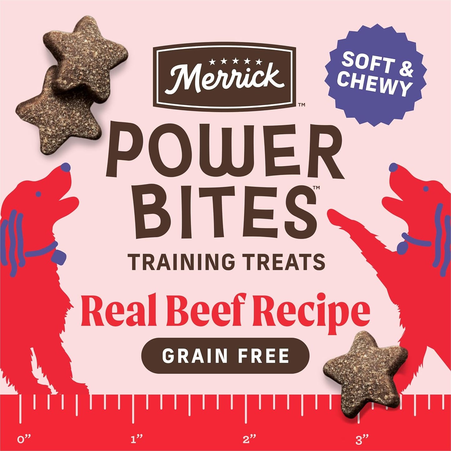 Merrick Power Bites Natural Soft and Chewy Real Meat Dog Treats, Grain Free Snack with Real Beef Recipe - 6 Oz. Bag