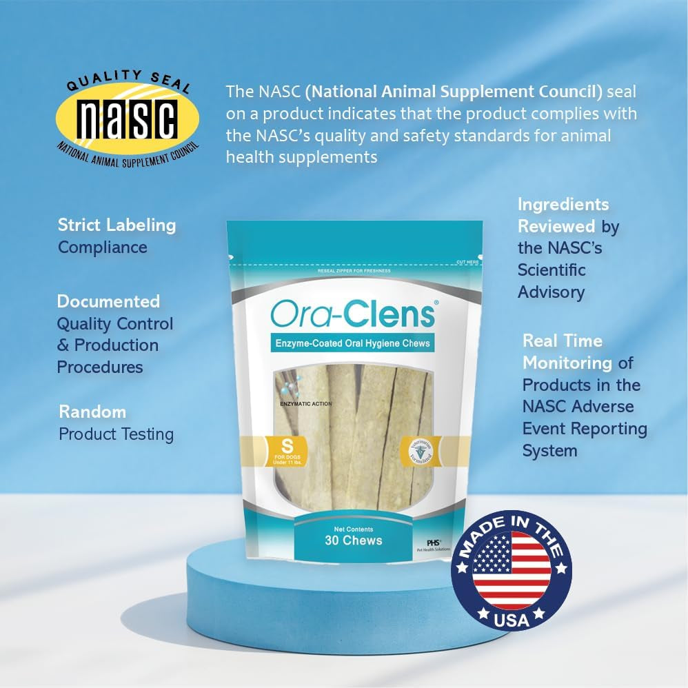 Oral Hygiene Chews for Small Dogs-Enzymatic Dental Treats for Daily Oral Care, Cleans Teeth and Freshens Breath, Reduces Plaque, Bacteria and Tartar Build up without Brushing-30 Chews