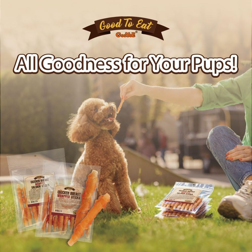 Gootoe Dog Treats, All Natural, Low Fat, Premium Training Chews, Healthy & Easily Digestible, Treat and Train, Chicken Breast Wrapped Sticks,1.5Lb