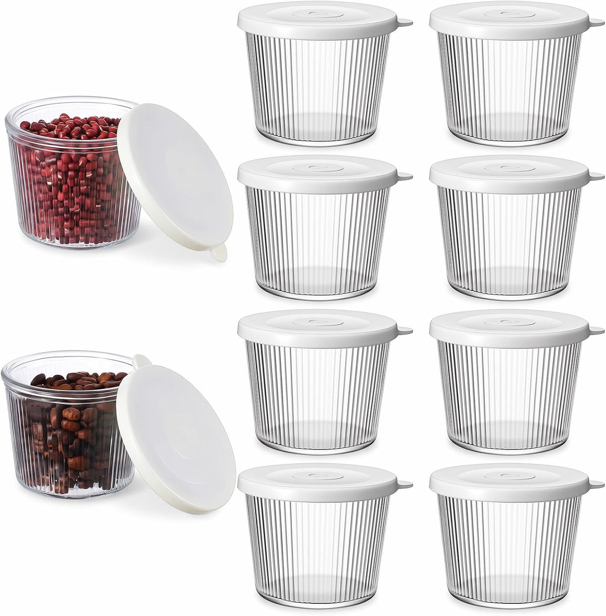 8 Set 6.8Oz Small Glass Bowls with Lids, Clear Meal Prep Containers