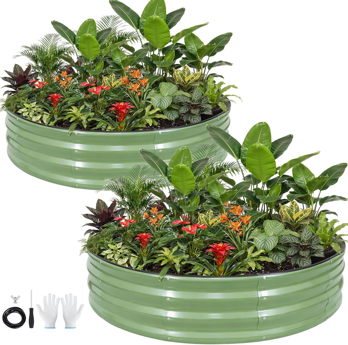 Galvanized Raised Garden Bed 2Pcs,4X4X1Ft round Raised Bed