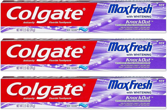 Colgate Max Fresh Knockout Gel Toothpaste, 2.5 Ounce Pack of 3