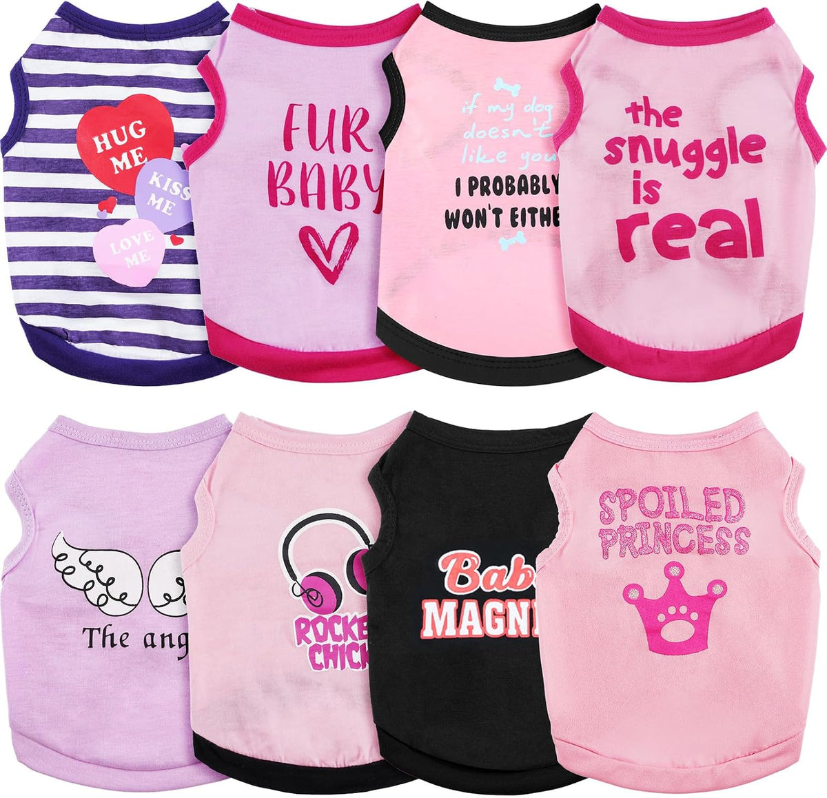 Reginary 8 Pcs Dog Shirts Girl Small Dog Clothes, Vivid Pattern, Size S
