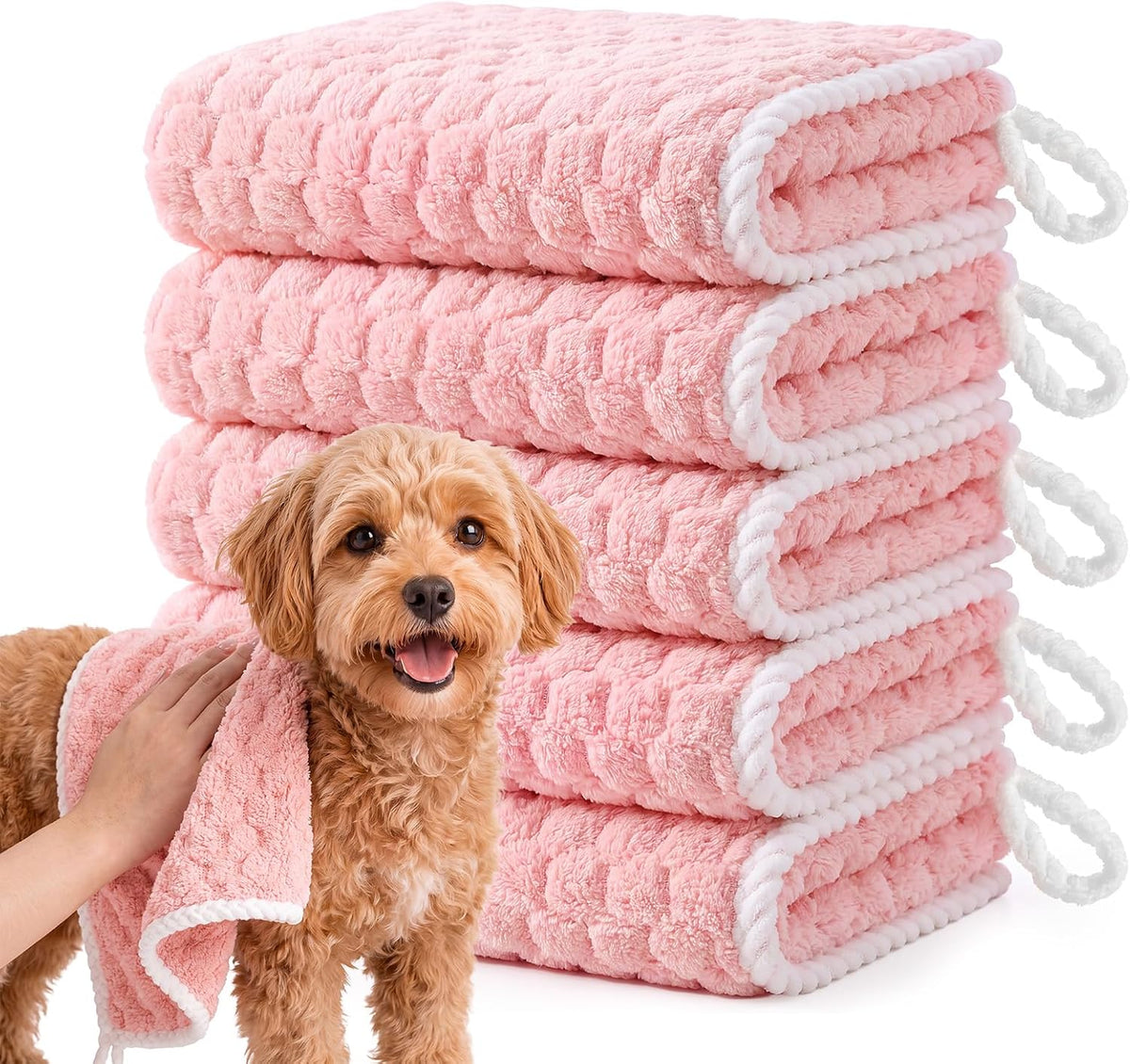 Dog Drying Towel, 5 Pack Microfiber Pet Towels, Quick Dry
