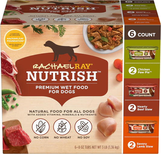 Nutrish Savory Favorites Wet Dog Food Variety Pack, 8 Oz Tubs (Rachael Ray)