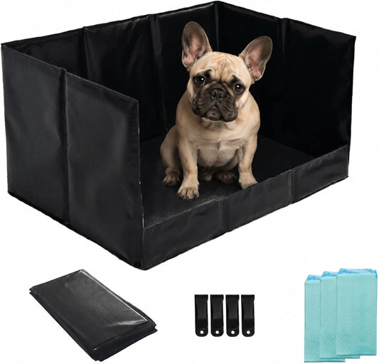 Dog Litter Box, Waterproof Foldable Pee Pad Holder, Dog Potty Tray
