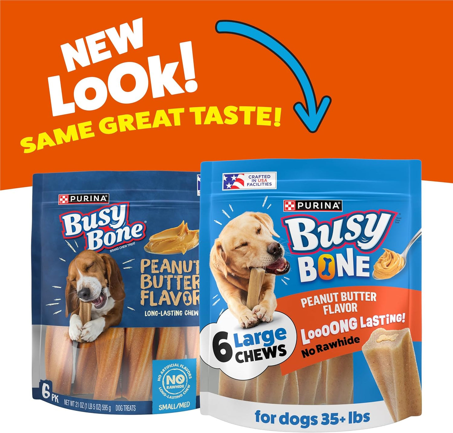 Purina Busy Bone Adult Dog Chew Bone Treats, Peanut Butter - 6 Ct. Pouch