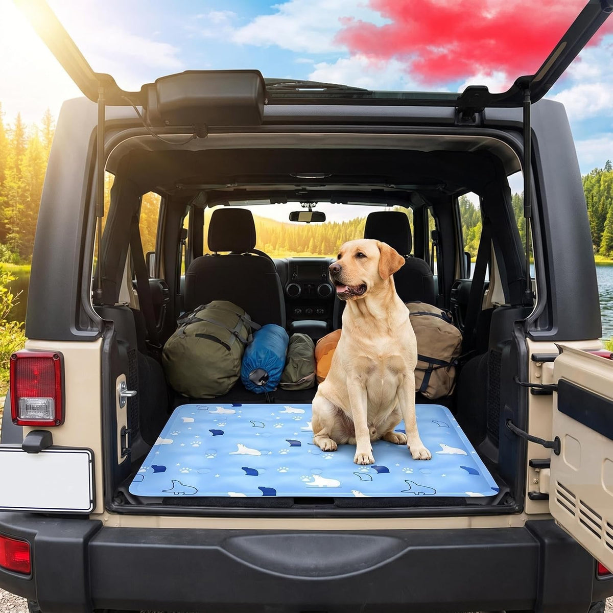 Dog Cooling Mat, Pet Gel Self Cooling Pad for Dogs and Cats, Waterproof Non-Toxic Taffeta Fabric Summer Cooling Bed for Small Medium Large Pets (L)