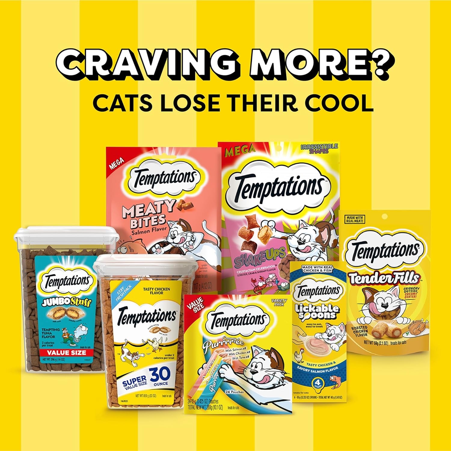Temptations Cat Treats, Classic Crunchy and Soft Cat Treats, Seafood Medley Flavor, 30 Oz. Tub