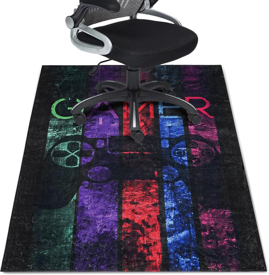 Gaming Chair Mat for Hardwood Floor 48"X 60" Heavy Duty Office Desk Chair Rug for under Game Rolling Chairs Computer Decor Protect Mats Low Pile Non-Slip Rubber for Carpet & Tile Floor-Game