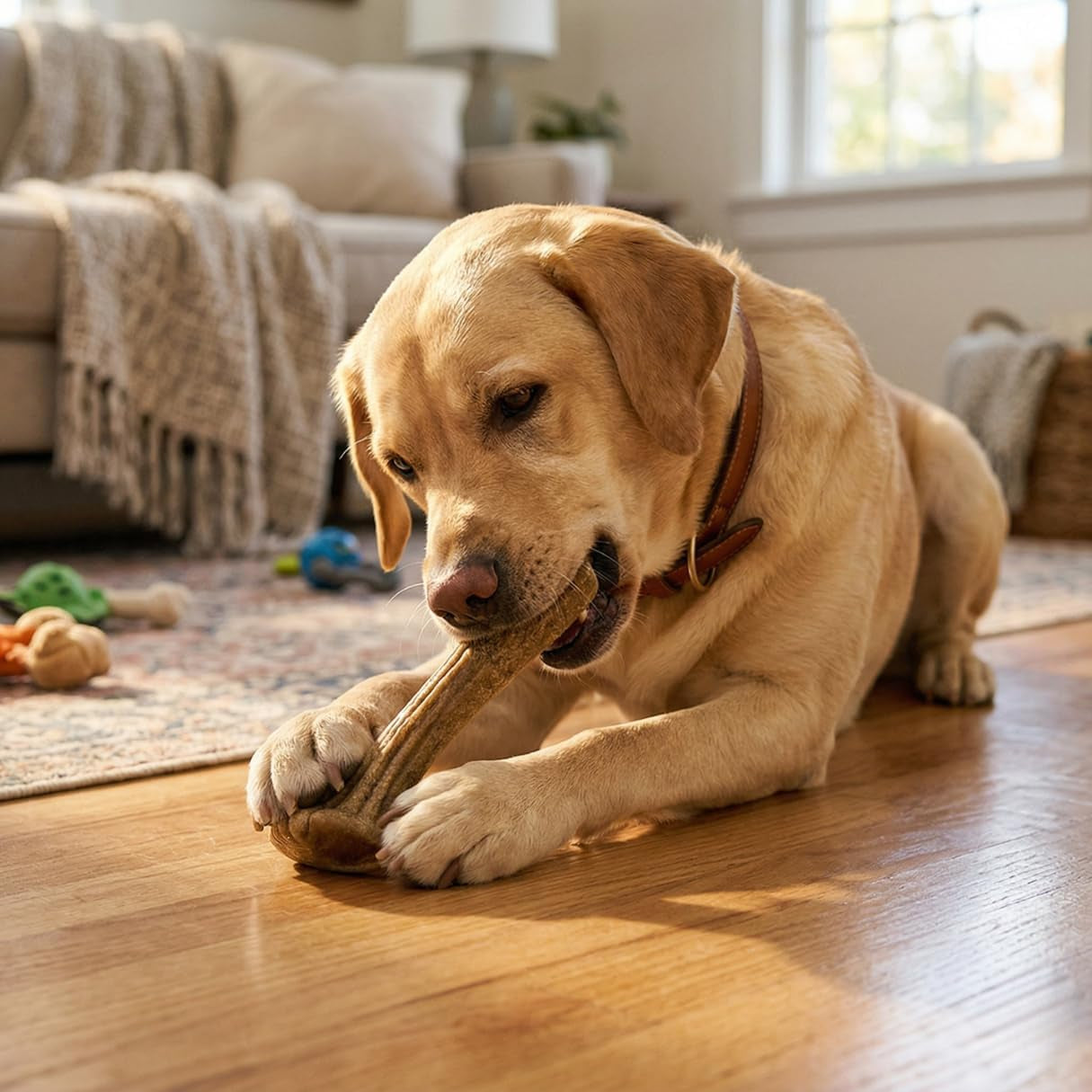 The Chew Must Go on Dog Chew, Long Lasting Healthy Snack for Adult Dogs over 50 Lbs, Made with Real Chicken, Safe Antler Alternative, Highly Digestible, Helps Clean Teeth