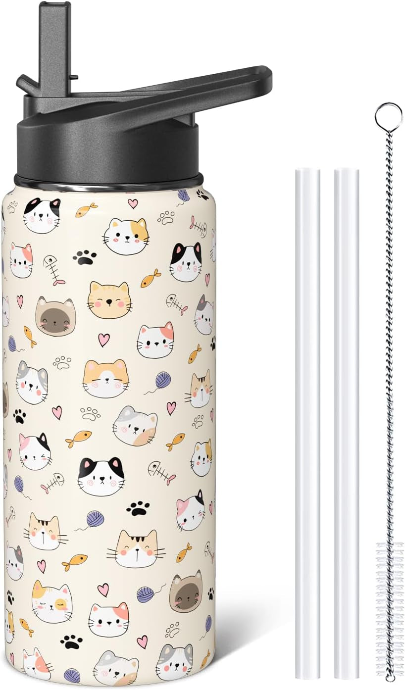 18Oz Cute Cats Sport Water Bottles Gifts for Women Men