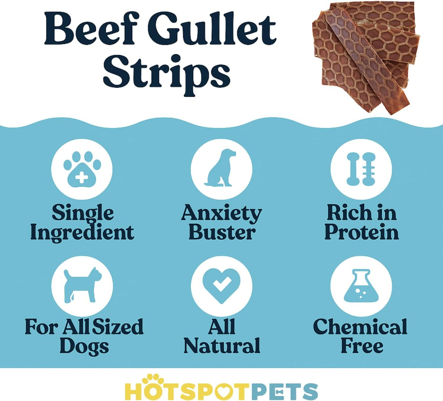 Hotspot Pets Beef Jerky Dog Treats Esophagus (6 Inches- 20 Pack) - 100% Natural Healthy Chews for Dogs - Meat Jerky Snack, Rich in Glucosamine for Joint Health,All Natural from Grass Fed Cattle
