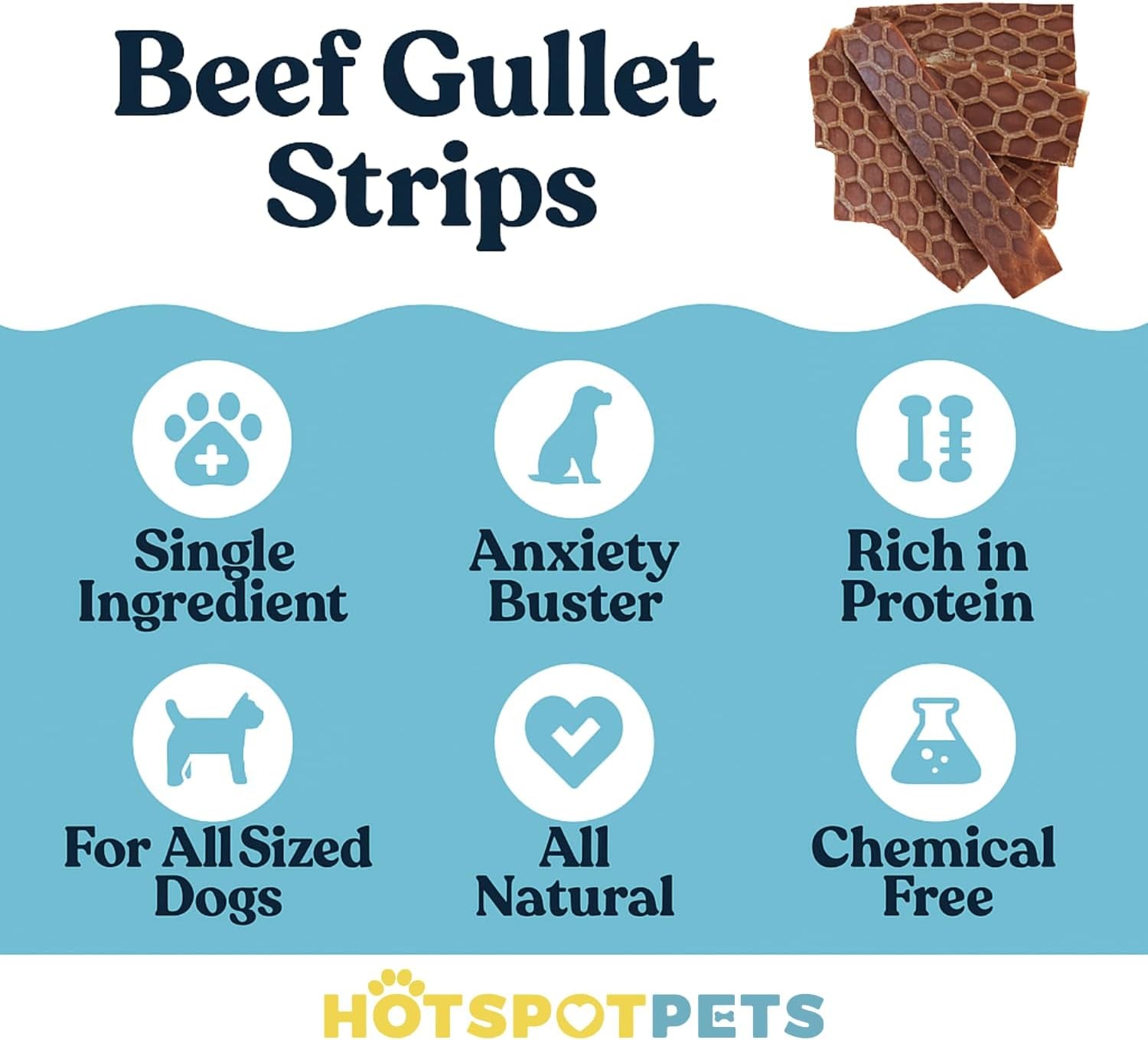 Hotspot Pets Beef Jerky Dog Treats Esophagus (6 Inches- 20 Pack) - 100% Natural Healthy Chews for Dogs - Meat Jerky Snack, Rich in Glucosamine for Joint Health,All Natural from Grass Fed Cattle
