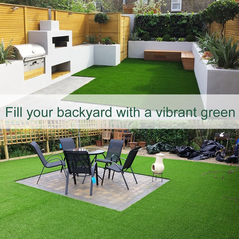 Petgrow Thick Artificial Grass 4 X 6Ft,0.7Inch Pile Height Green Soft Fake Faux Grass Turf Mat,Indoor Outdoor Garden Dogs Pet Synthetic Turf Carpet Doormat, Rubber Backed with Drainage Holes
