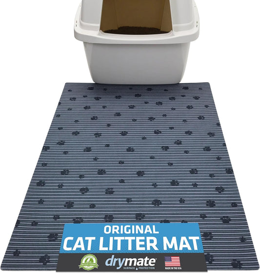 Drymate Cat Litter Box Mat, Litter Trapping Mat, Waterproof, Urine-Proof, Absorbent, Machine Washable, Soft on Paws, Contains Mess, Protects Floors, Kitten Supplies, Gray, 20X28