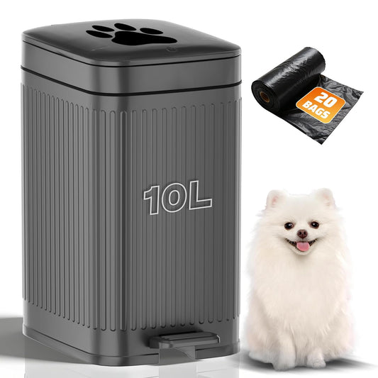 Dog Poop Trash Can outside - 2.7Gal Dog Waste Trash Can with Lid, Grey
