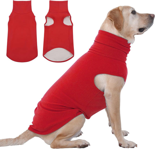 XXL Dog Sweater - Stretch Fleece Vest with Turtleneck,Red,Xx-Large