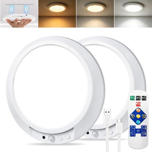 2 Pack 8000Mah Rechargeable LED Ceiling Light/Shower Light with Remote