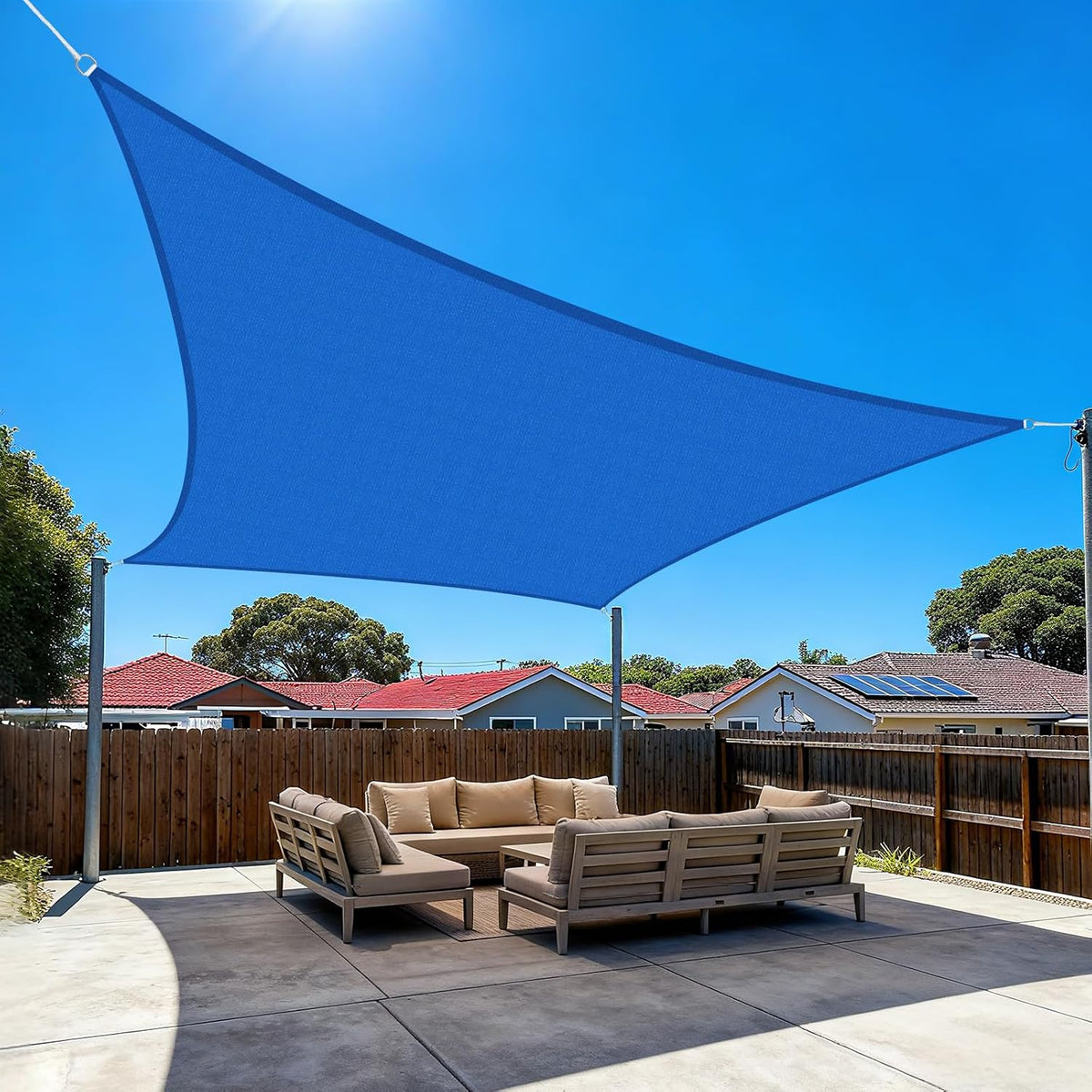 Amagenix 7'X12' Sun Shade Sail Rectangle Curved Edge Blue