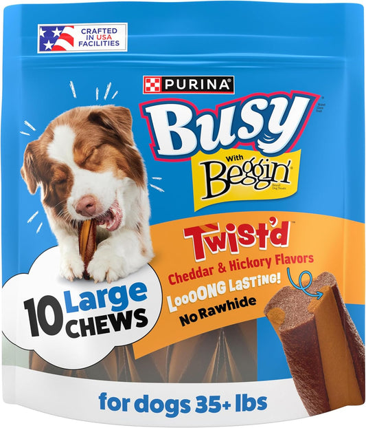 Purina Busy with Beggin’ Twist’D Cheddar and Hickory Smoke Flavors Adult Dog Treat - 10 Ct. Pouch