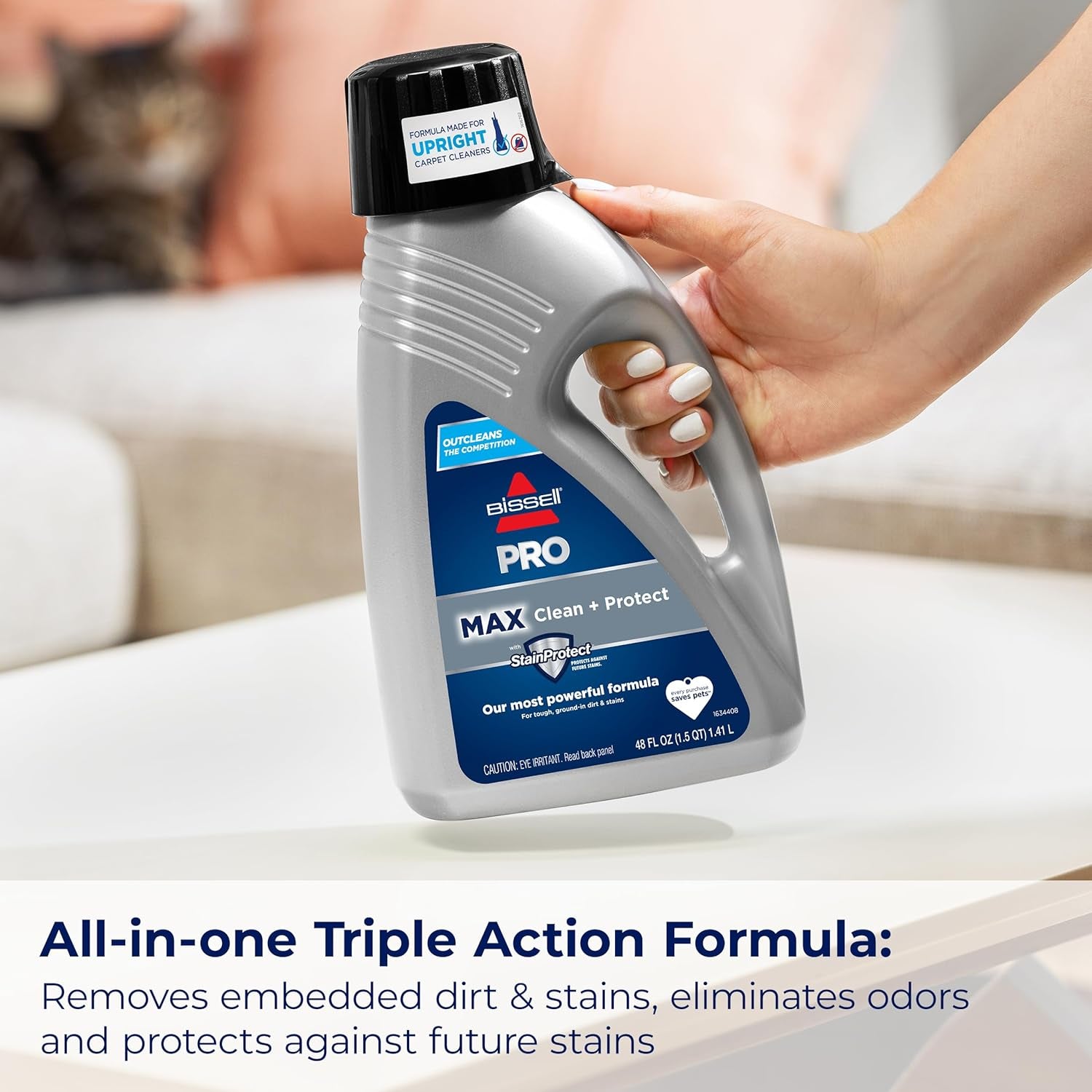 Bissell 78H63 Deep Clean Pro 4X Deep Cleaning Concentrated Carpet Shampoo, 48 Ounces - Silver
