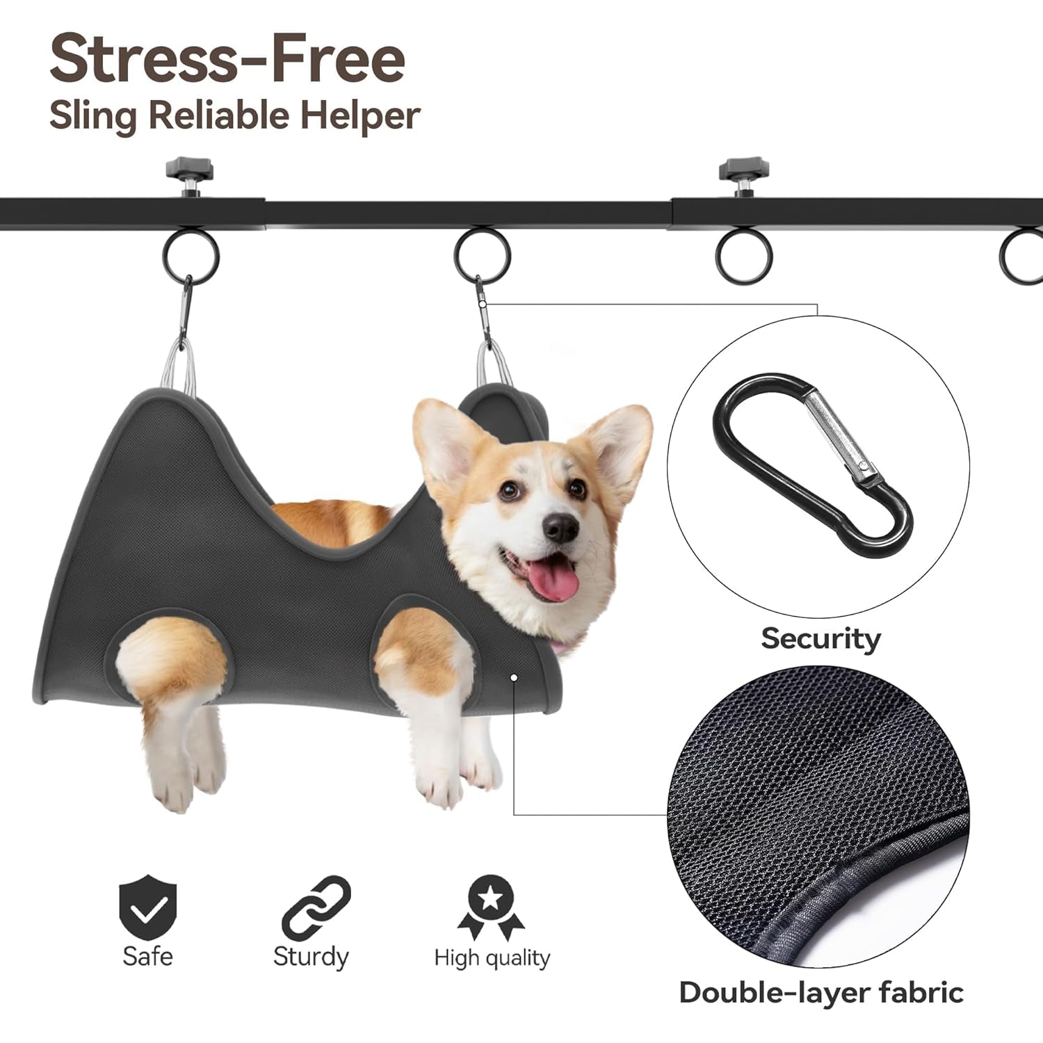 Adjustable Pet Grooming Arm for Table: 42" Height & 27"-39" Width, Clamp Fits up to 2.76", Includes Hammock & 2 No-Sit Nooses, Heavy-Duty Dog Grooming Station for Home Use, Nail Trimming & Drying