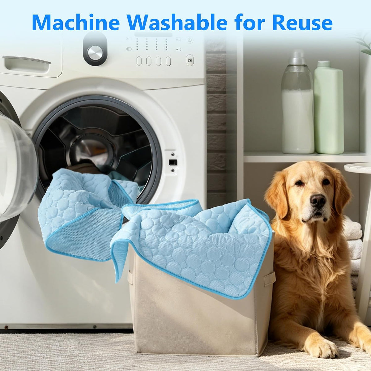 MCEAST Dog Cooling Mat 39" X 27.5" Self Cooling Pad for Dogs & Cats Non-Slip Cool-Chill Mats Summer Pet Blanket with Storage Bag Washable & Portable Cool Pet Pad for Floor Sofa Bed Car Travel, Large