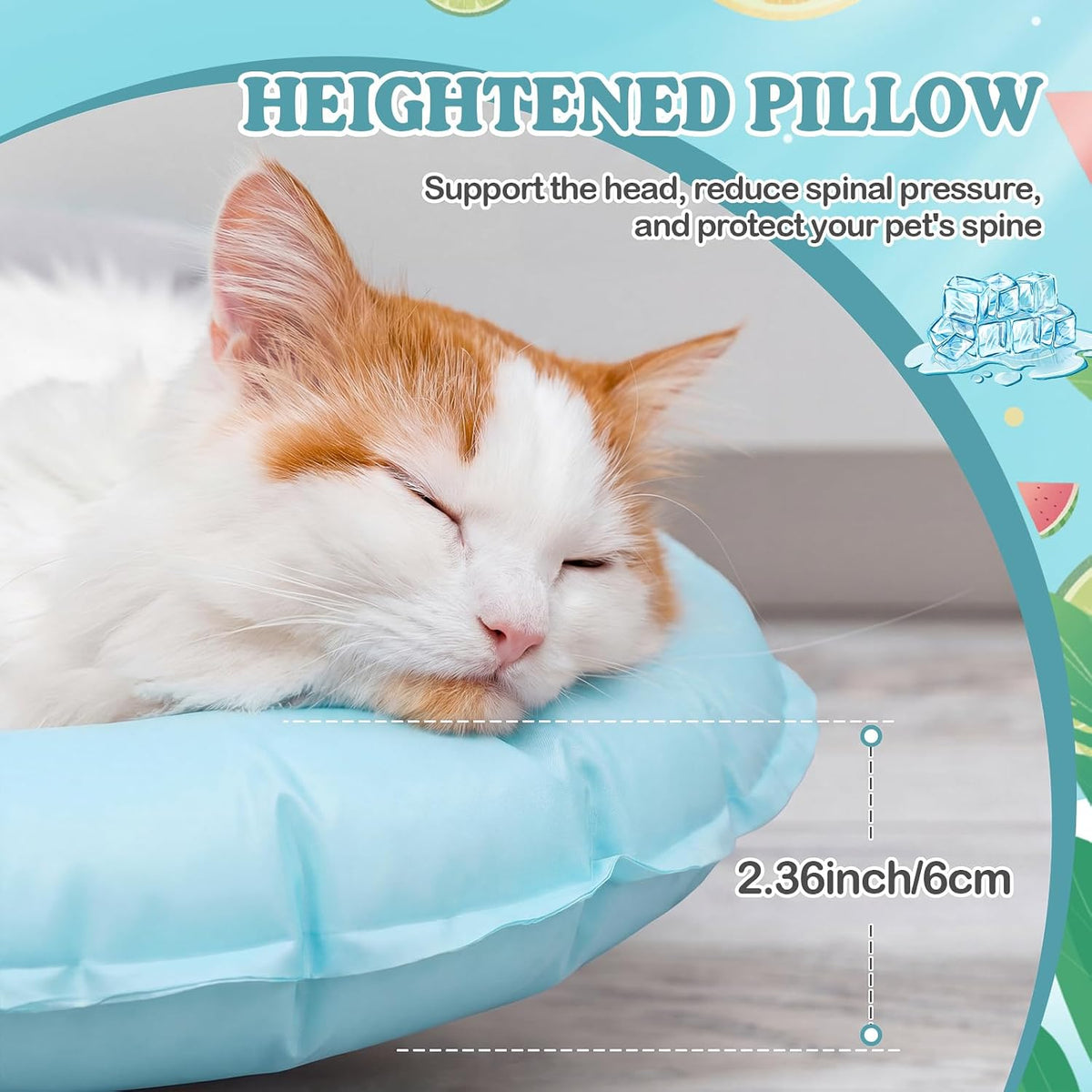 Drydiet Light Blue Cooling Bed Mat for Cats, Small Dogs, Small Pets, 20.1'' X 20.1'' Thickened round Pad Anti-Grab Internal Gel without Water Filling, Lightweight, Washable, Playmat for Indoor/Outdoor