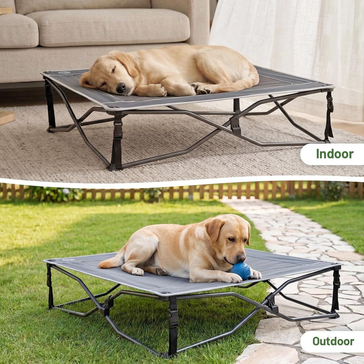TIMBER RIDGE Outdoor Dog Bed, Cooling Elevated Pet Bed Portable Raised Dog Bed with Breathable Mesh, Dog Bed Foldable Dog Cot for Indoor & Outside, Grey