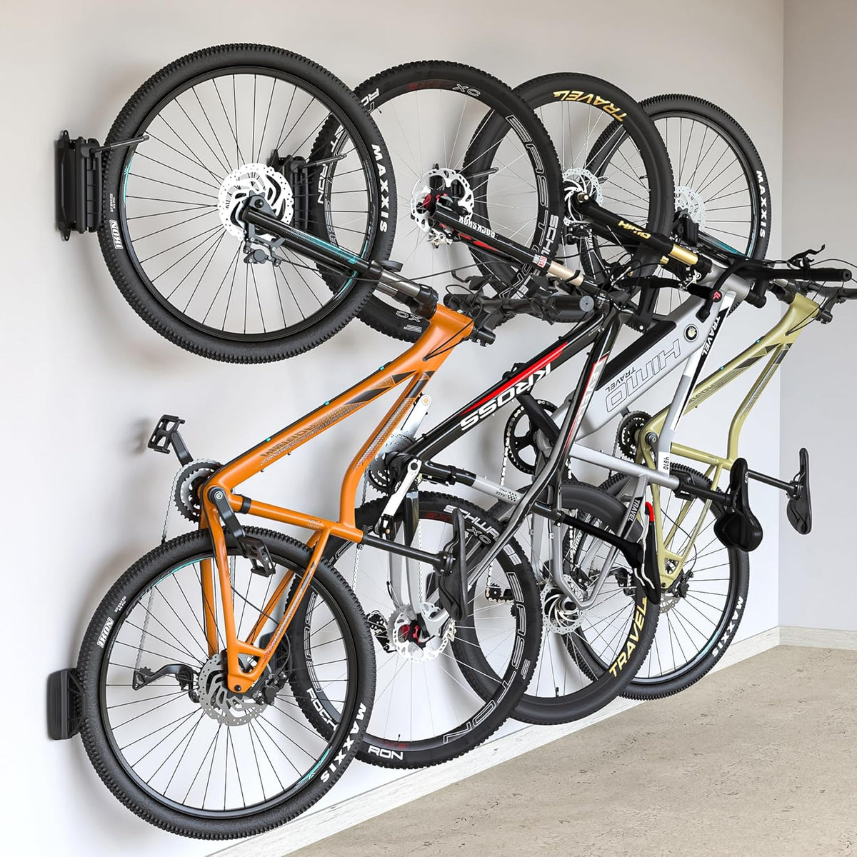 Montek Swivel Bike Wall Mount, Vertical Bike Rack for Garage, 4 Pack, Grey