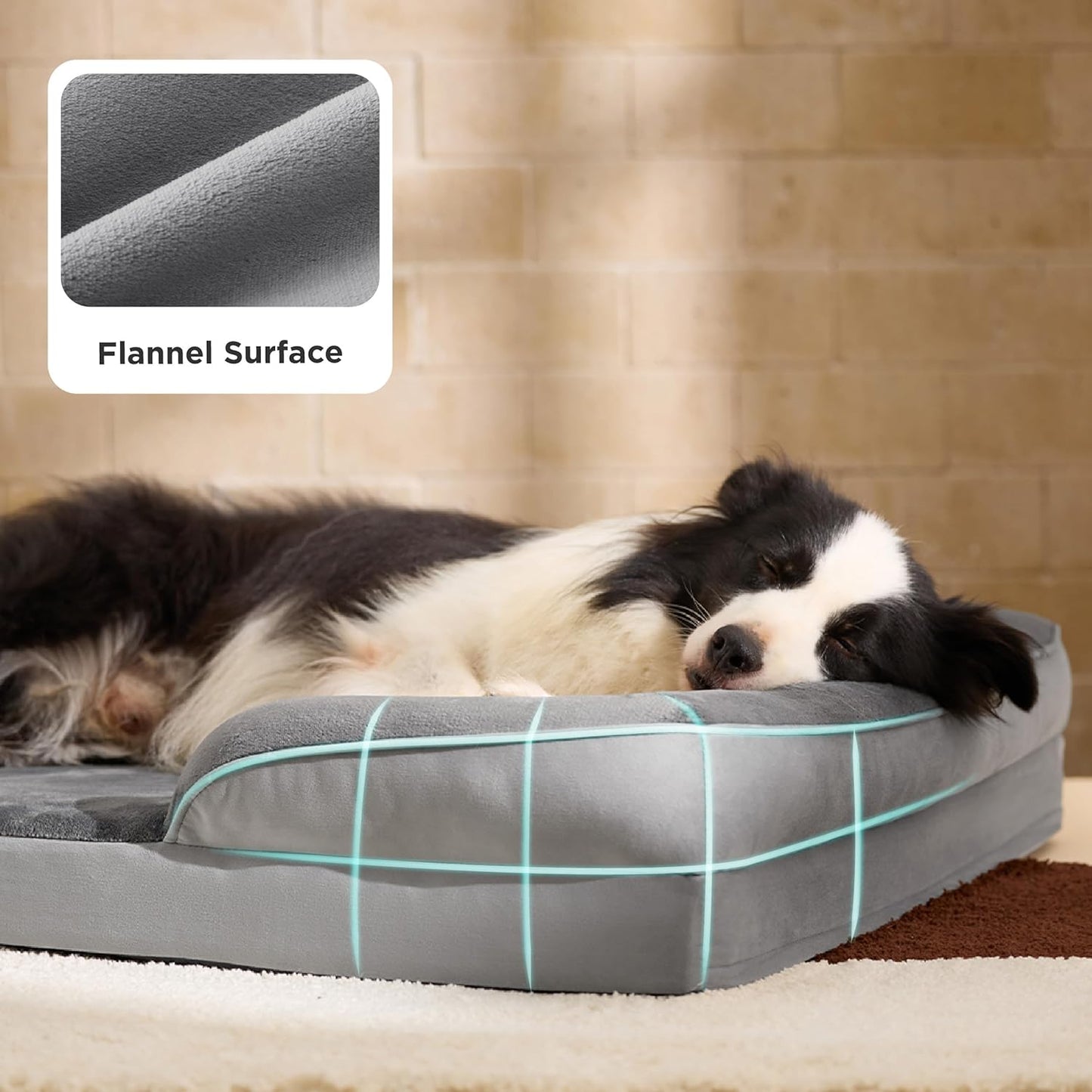 Bedsure Orthopedic Dog Beds Large Sized Dog - Washable Large Dog Cat Bed Waterproof, Comfort Dogs Couch Sofa with Washable Removable Cover, Pet Bed with Nonskid Bottom, Light Grey, 35"