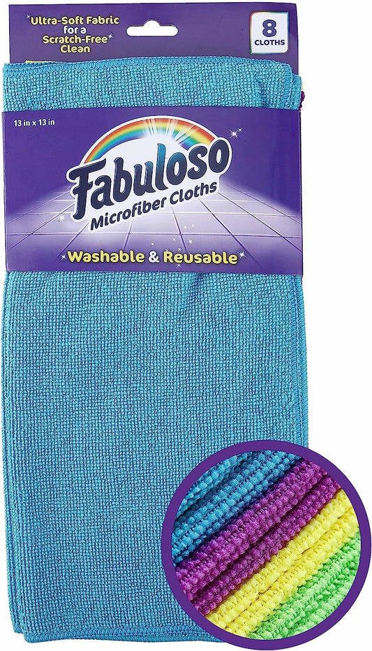 Fabuloso Microfiber Cleaning Cloths for Home & Car, 13X13, Purple, 8 Count