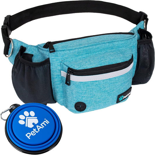 Petami Dog Fanny Pack, Treat Pouch for Dog Walking Training, Turquoise Blue