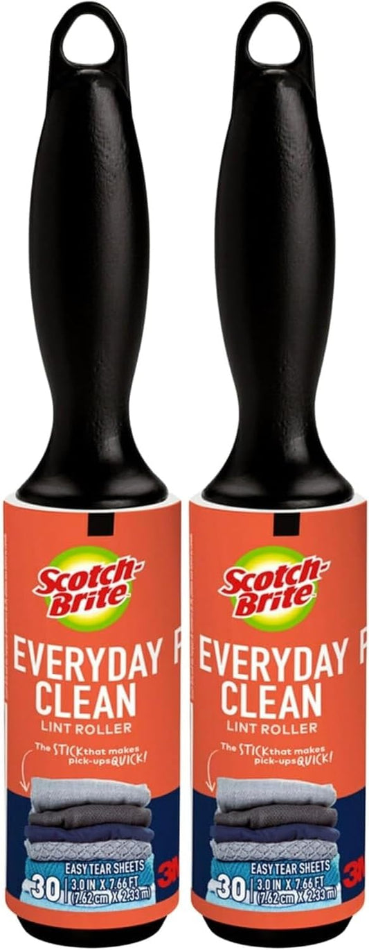 Scotch 3M Mini Lint Rollers 2-Pack (30 Sheets Each), Travel-Size Portable Sticky Lint Removers for Clothes, Furniture, Car Interiors and Pet Hair