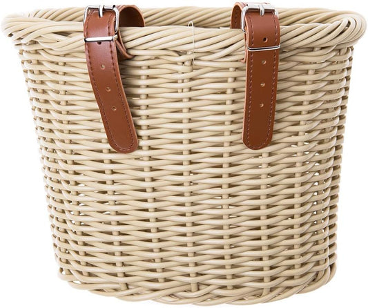 ZUKKA Bike Basket Woven Bike Basket for Adult Bikes Front/Kids Bike Handlebar with Adjustable Leather Straps Waterproof Storage Bicycle Basket, Multi-Colors