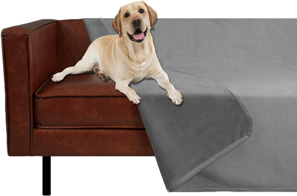Ameritex Pet Bed Blanket Reversible 100% Waterproof Velvet Super Soft for Sofa and Bed (40X60 Inches, Cream+Grey)