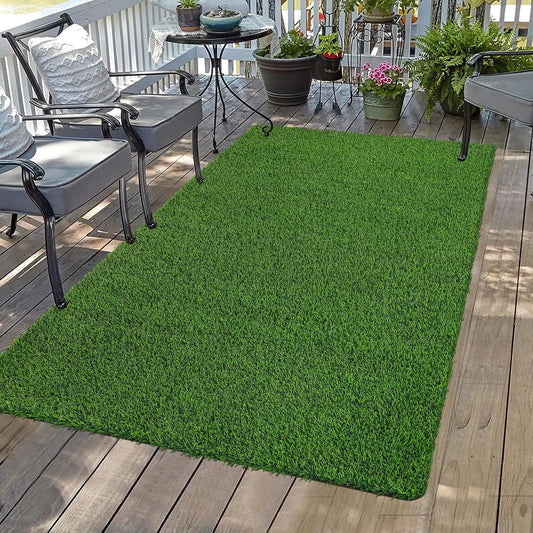 Bsmathom Artificial Grass Rug Indoor Outdoor Rug, 3X5Ft Dog Grass Mat with Drainage Holes, Synthetic Artificial Grass Turf Fake Grass Rug for Balcony Garden Lawn Landscape, 3X5Ft