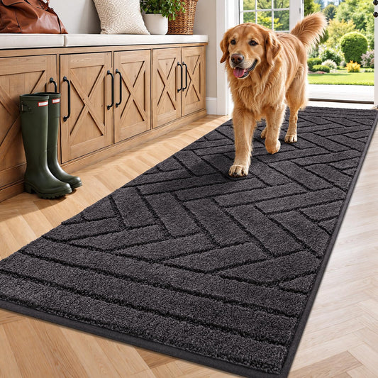 Tindbea Dog Door Mat for Mud Paws, Dirt Trapper Mud Mat, 24"X59" Coffee