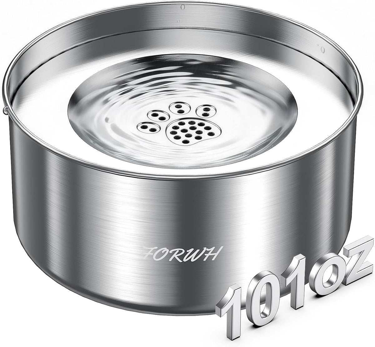 304 Stainless Steel Dog Water Bowl No Spill, 101Oz/3L Large Capacity Pet Water Dispenser with Floating Disk, Non-Slip Slow Drink Feeder for Cat, Anti-Gulping & Splash Proof for Travel, Car & Home