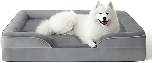 Orthopedic Dog Bed for Medium Dogs, 41" X 27" Memory Foam Pet Bed with Removable Washable Cover, Waterproof & Non-Slip Sofa Bed for Joint Support, Grey